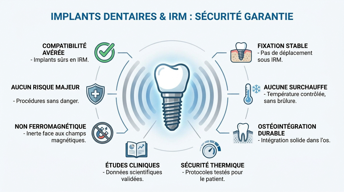 Implants dentaires en titane compatibles avec un examen IRM sans danger