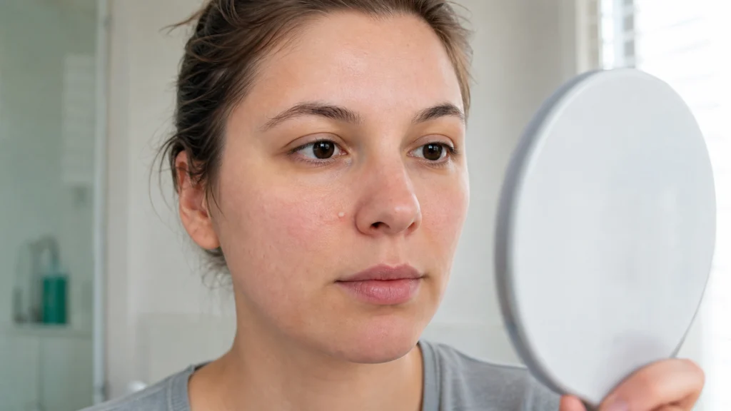 Illustration éditoriale pour l’article « Tout savoir sur le kyste blanc du visage et son traitement »