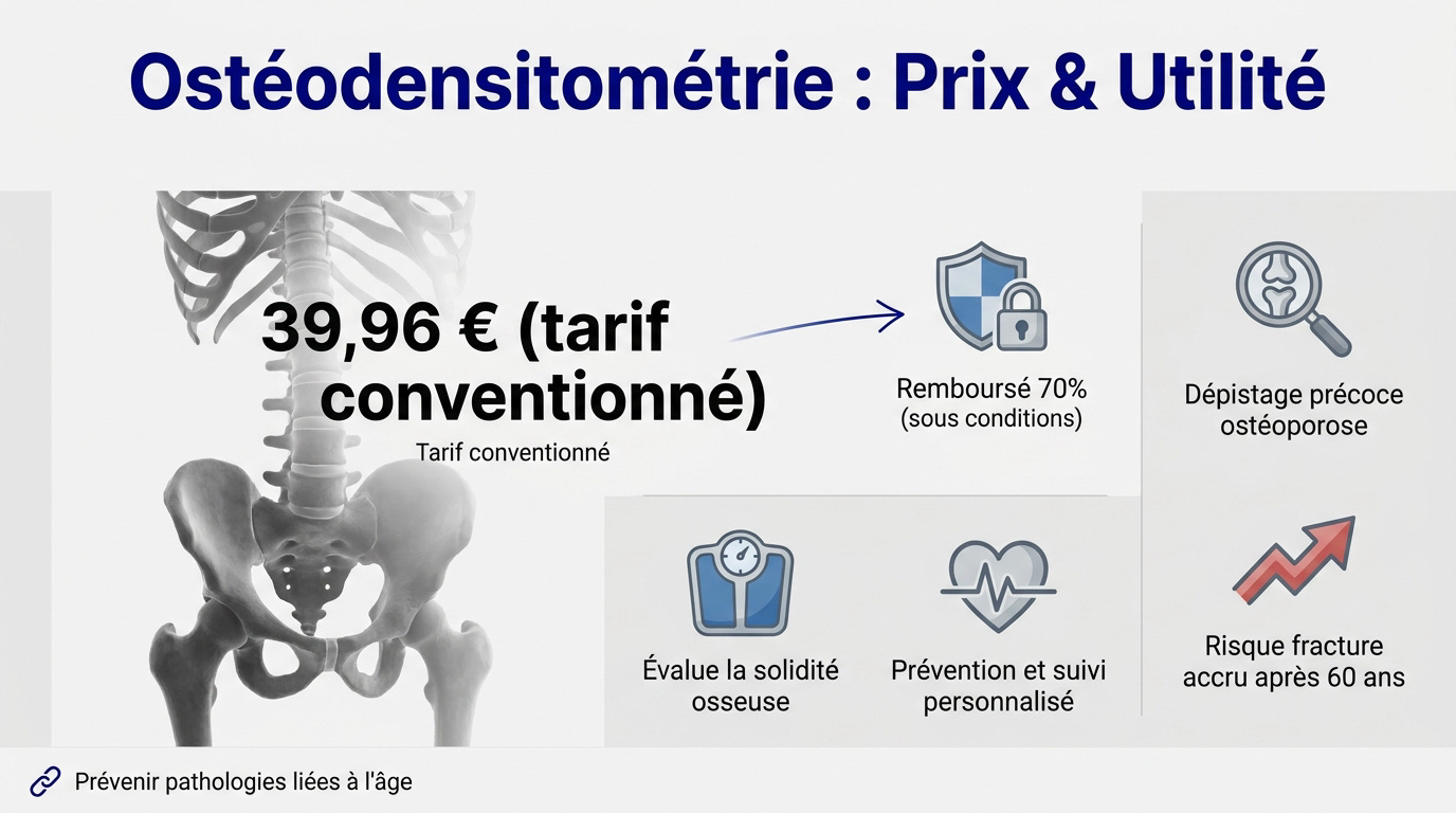 Examen d'ostéodensitométrie pour mesurer la densité osseuse et prévenir l'ostéoporose