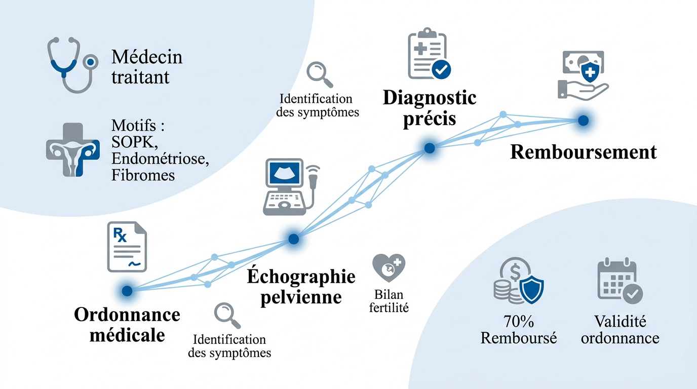 Parcours de soins et remboursement d'une échographie pelvienne avec ordonnance